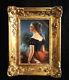 Beautiful Portrait Painting Of Romantic Woman, Framed. French School Xix