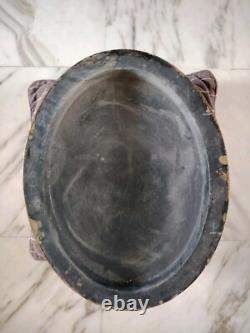 Beautiful Slavic Painting / Oval Oil on Lacquered Wood Flower Picking / 46×34cm