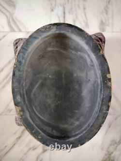 Beautiful Slavic Painting / Oval Oil on Lacquered Wood Flower Picking / 46×34cm