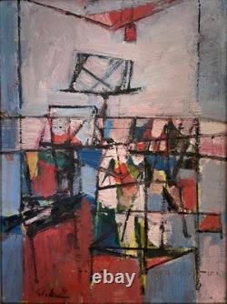 Beautiful Small 1960 Abstract Painting on Wood, 27 x 21 cm
