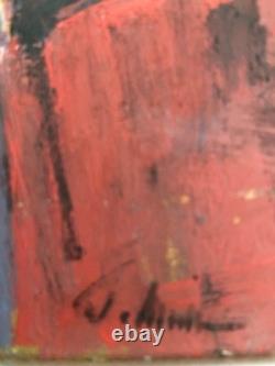 Beautiful Small 1960 Abstract Painting on Wood, 27 x 21 cm
