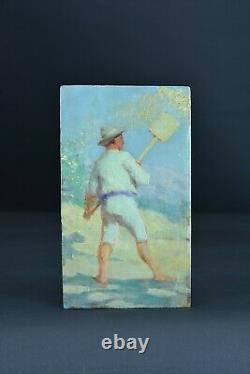 Beautiful Table Ancient Impressionist Portrait Of Paludier Salt Salt Marsh Summer