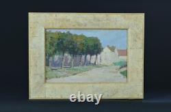 Beautiful little Impressionist painting Landscape of a tree-lined path 19th century