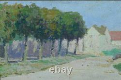 Beautiful little Impressionist painting Landscape of a tree-lined path 19th century