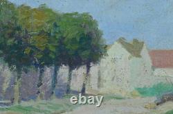 Beautiful little Impressionist painting Landscape of a tree-lined path 19th century