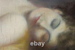 Beautiful nude 33.5 x 24 inches French oil on wood panel signed B+URAIN