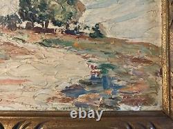 Beautiful oil painting on wood panel 1920 Impressionist landscape Impressionism