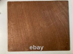 Beautiful oil painting on wood panel 1950 Impressionist village landscape castle