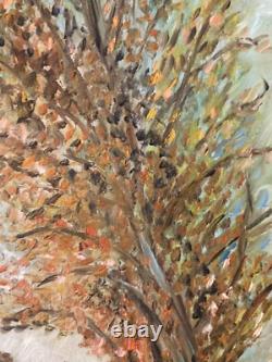 Beautiful oil painting on wood panel, 1950, post-impressionist village landscape art