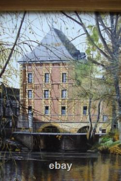 Beautiful oil signed LE VIEUX MOULIN CHARLEVILLE MEZIERES Arthur Rimbaud ARDENNES