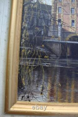 Beautiful oil signed LE VIEUX MOULIN CHARLEVILLE MEZIERES Arthur Rimbaud ARDENNES