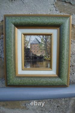 Beautiful oil signed LE VIEUX MOULIN CHARLEVILLE MEZIERES Arthur Rimbaud ARDENNES
