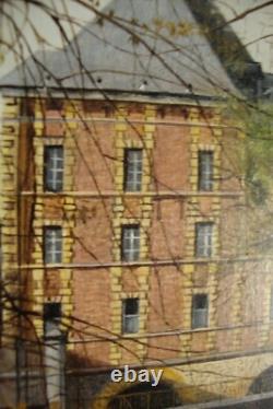 Beautiful oil signed LE VIEUX MOULIN CHARLEVILLE MEZIERES Arthur Rimbaud ARDENNES