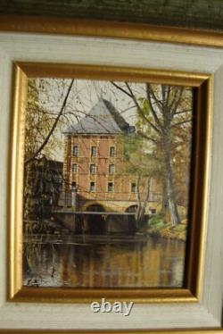 Beautiful oil signed LE VIEUX MOULIN CHARLEVILLE MEZIERES Arthur Rimbaud ARDENNES