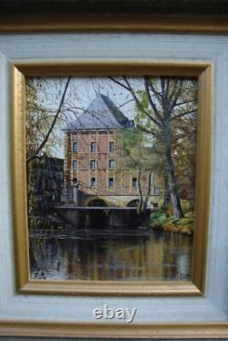 Beautiful oil signed LE VIEUX MOULIN CHARLEVILLE MEZIERES Arthur Rimbaud ARDENNES