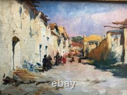 Beautiful painting on panel in a carved wooden frame, signed R. Giardi, 1900