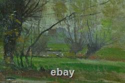 Beautiful painting signed Paul Lippe, riverbank pond, Dijon, La Bresse, pupil of Gérôme