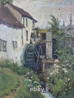 Belgian School, 20th century, oil on panel, Mill in Brabant, Wemmel