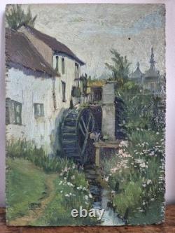 Belgian School, 20th century, oil on panel, Mill in Brabant, Wemmel