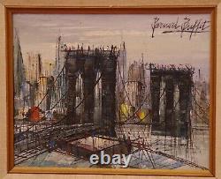 Bernard Buffet (after) Oil On Sign Shd Bridge Of Brooklyn Circa 1968