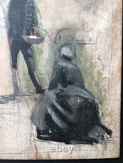Bernard Louis Borione Religious Study Woman Kneeling Military Uniform Painting