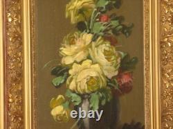 Bouquet of Flowers, Oil Painting on Wood from the 20th Century