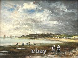 Breton Coast, Fishing Scene. HSP, signed. 12.5x17 cm