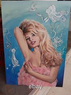 Brigitte Bardot Sublime Oil Painting on Solid Wood