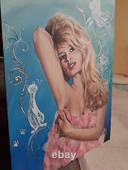 Brigitte Bardot Sublime Oil Painting on Solid Wood