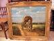 Brison Oil On Wood Pedlars Cart Dog Signed M Brison 19th Century