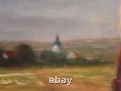 Brison Oil on Wood Pedlars Cart Dog Signed M Brison 19th Century