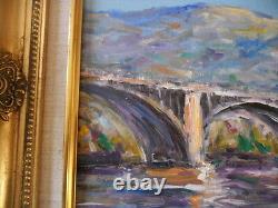 Bruno Retaux Very Beautiful Oil The Bridge To The English Rouen