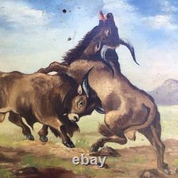 Bullfight, Early 20th-Century Oil on Panel
