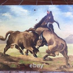 Bullfight, Early 20th-Century Oil on Panel