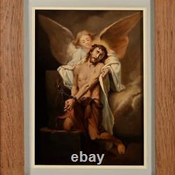 CHRIST oil on Mahogany French school 19th vintage antique painting table