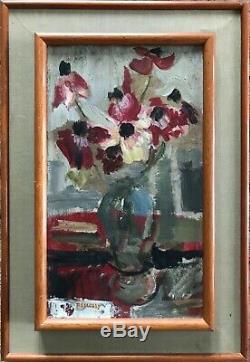 Camille Descossy Table Hst Painting Flowers Bouquet 1967 Ceret