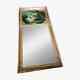 Carved Wooden Trumeau Mirror Adorned With An 18th Century Oil On Canvas Reproduction