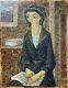 Catalan Painting Usa Portrait Of Young Woman Painting By Jean Lareuse 1925-2016
