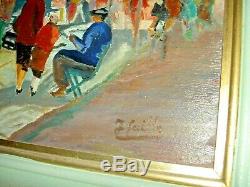 Cathedral Of Notre Dame Paris Oil Painting On Wood Signed In 1950 65 X 57