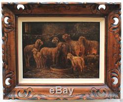 Charles Emile Jacque School Barbizon Sheep Old Painting Table Frame