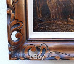 Charles Emile Jacque School Barbizon Sheep Old Painting Table Frame