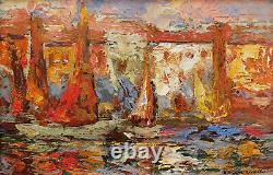Charles Henri Dagnac River Painting Oil Landscape Port Les Martigues Provence