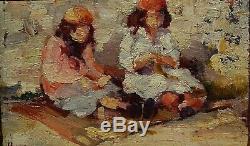 Charles Hermans 1839-1924 Small Oil Orientalist Impressionist Orientalist