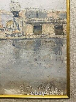 Charles Martin-Sauvaigo Oil on Wood- Port of Brest- Signature and Stamp 20th Century