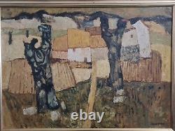 Charles Monnier (1925-1993) Oil on Panel Wood Landscape Plan D'Orgon 1969
