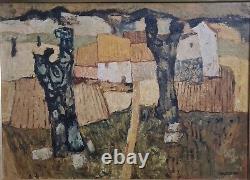 Charles Monnier (1925-1993) Oil on Wood Panel Landscape Plan D'Orgon 1969