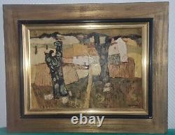 Charles Monnier (1925-1993) Oil on Wood Panel Landscape Plan D'Orgon 1969