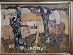 Charles Monnier (1925-1993) Oil on Wood Panel Landscape Plan D'Orgon 1969