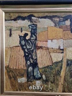 Charles Monnier (1925-1993) Oil on Wood Panel Landscape Plan D'Orgon 1969