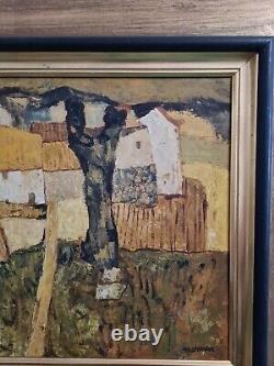 Charles Monnier (1925-1993) Oil on Wood Panel Landscape Plan D'Orgon 1969